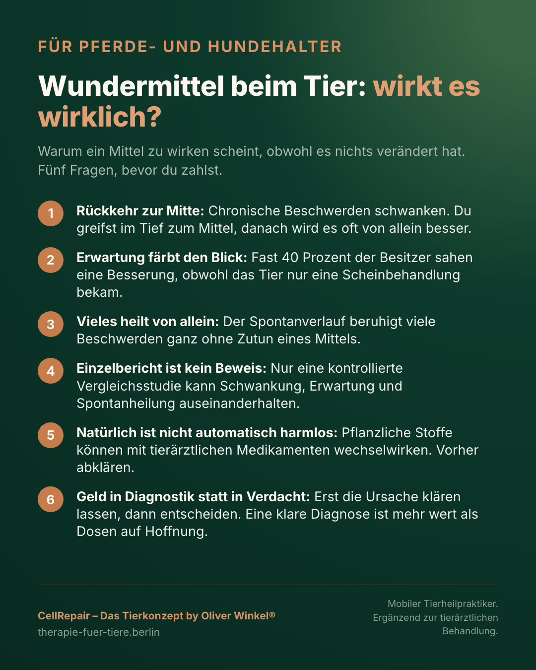 Uebersicht: Woran du erkennst, ob ein Tier-Mittel wirklich wirkt